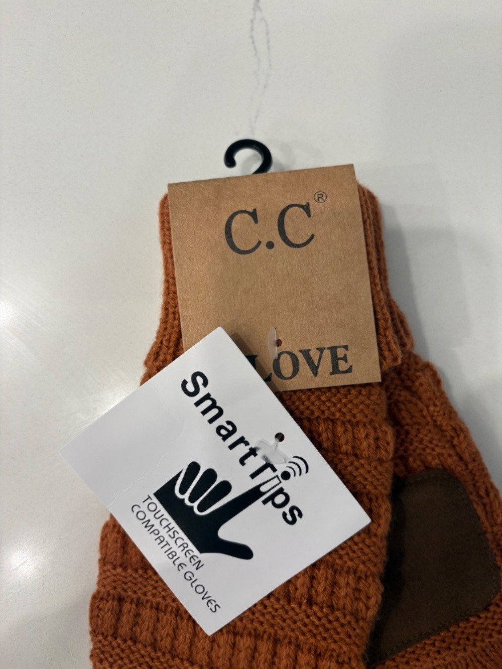 C.C Rust  Solid Ribbed Smart Touch Gloves. - Picture 4 of 4